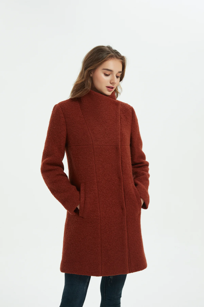 Sustainable Sophistication: IKAZZ Women’s Asymmetrical Mid-Length Wool Coat & Jacket